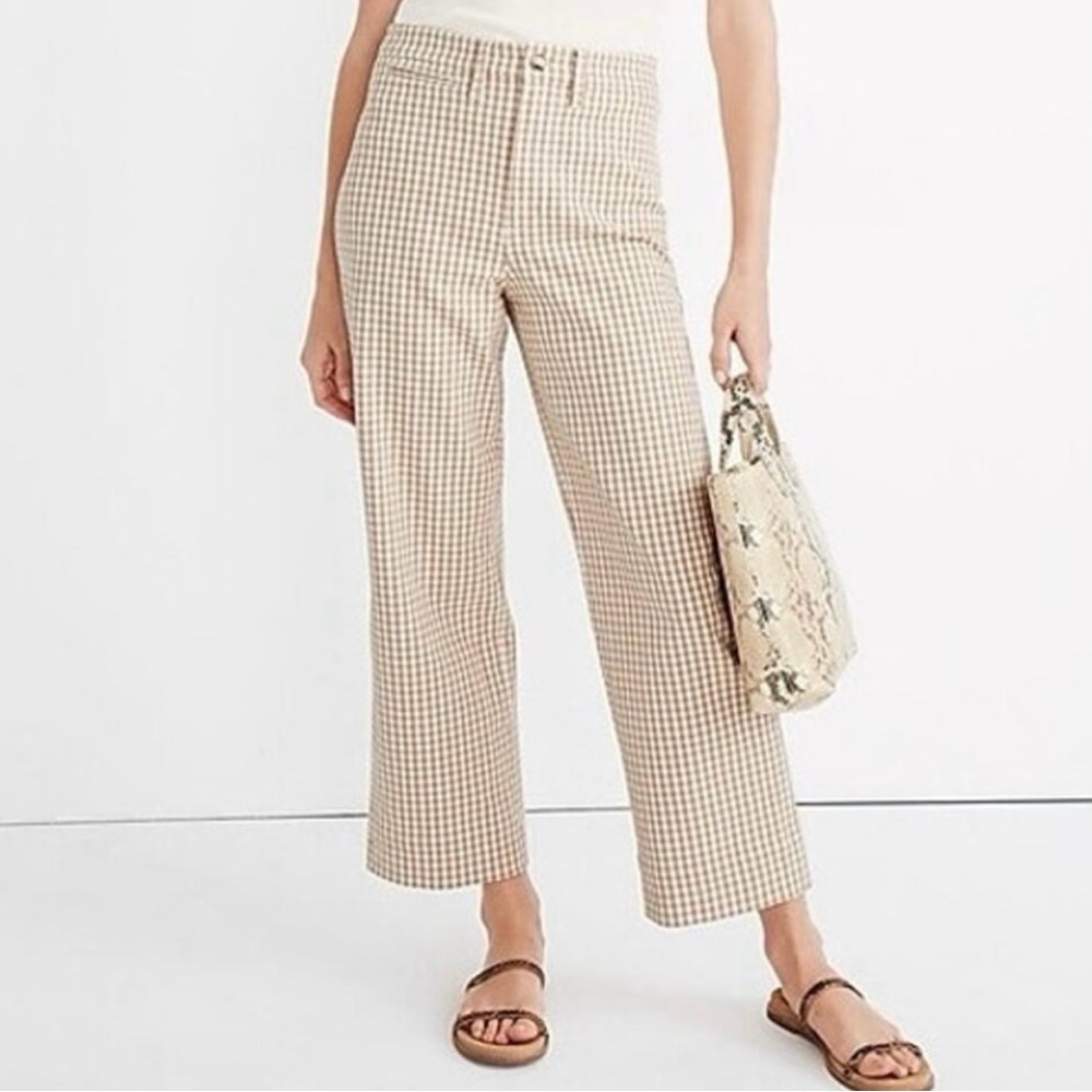 Madewell Tan Checkered Wide Leg Pants